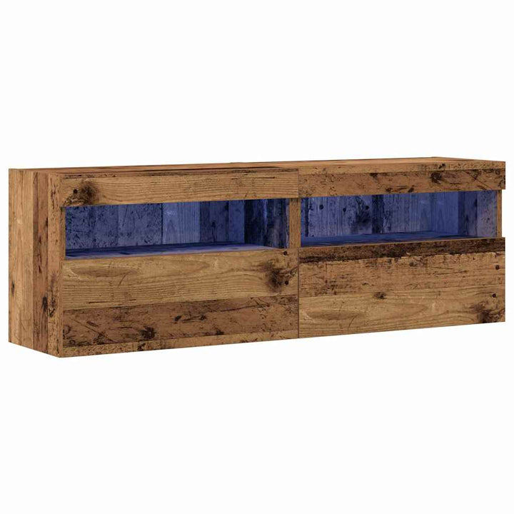 Tv Vägghylla 2 Pcs Gammalt Trä 60 X 30 X 40 Cm Konstruerat Trä