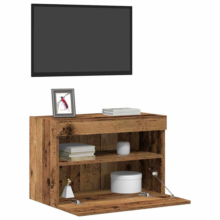 Tv Vägghylla 2 Pcs Gammalt Trä 60 X 30 X 40 Cm Konstruerat Trä