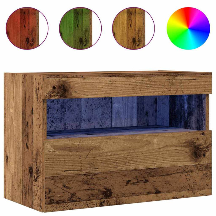 Tv Vägghylla 2 Pcs Gammalt Trä 60 X 30 X 40 Cm Konstruerat Trä