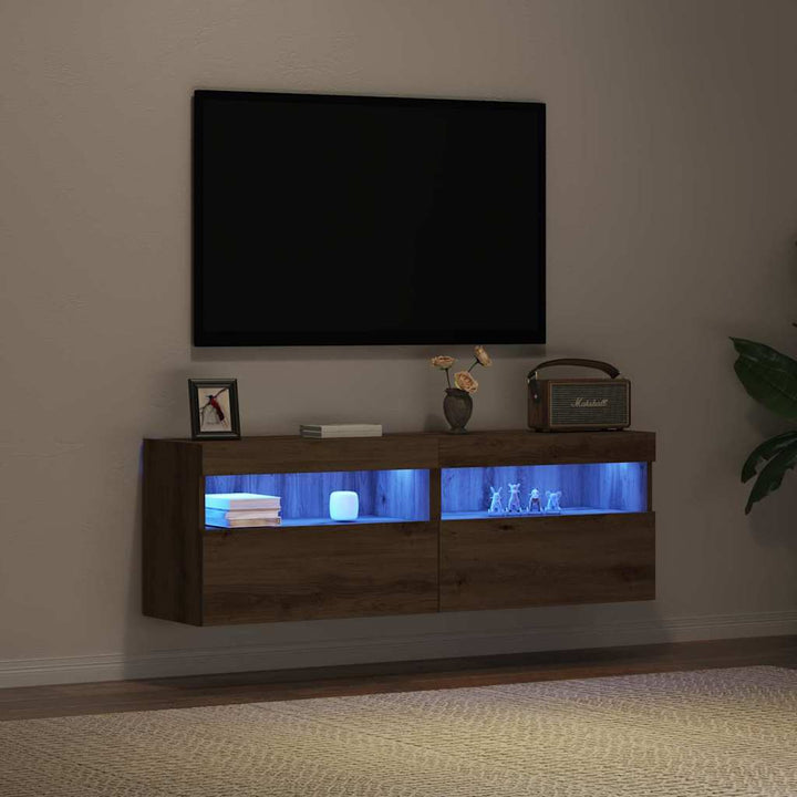 Tv Vägghylla 2 Pcs Artisan Ek 60 X 30 X 40 Cm Konstruerat Trä