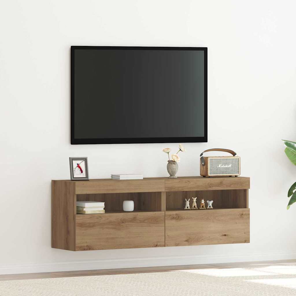 Tv Vägghylla 2 Pcs Artisan Ek 60 X 30 X 40 Cm Konstruerat Trä