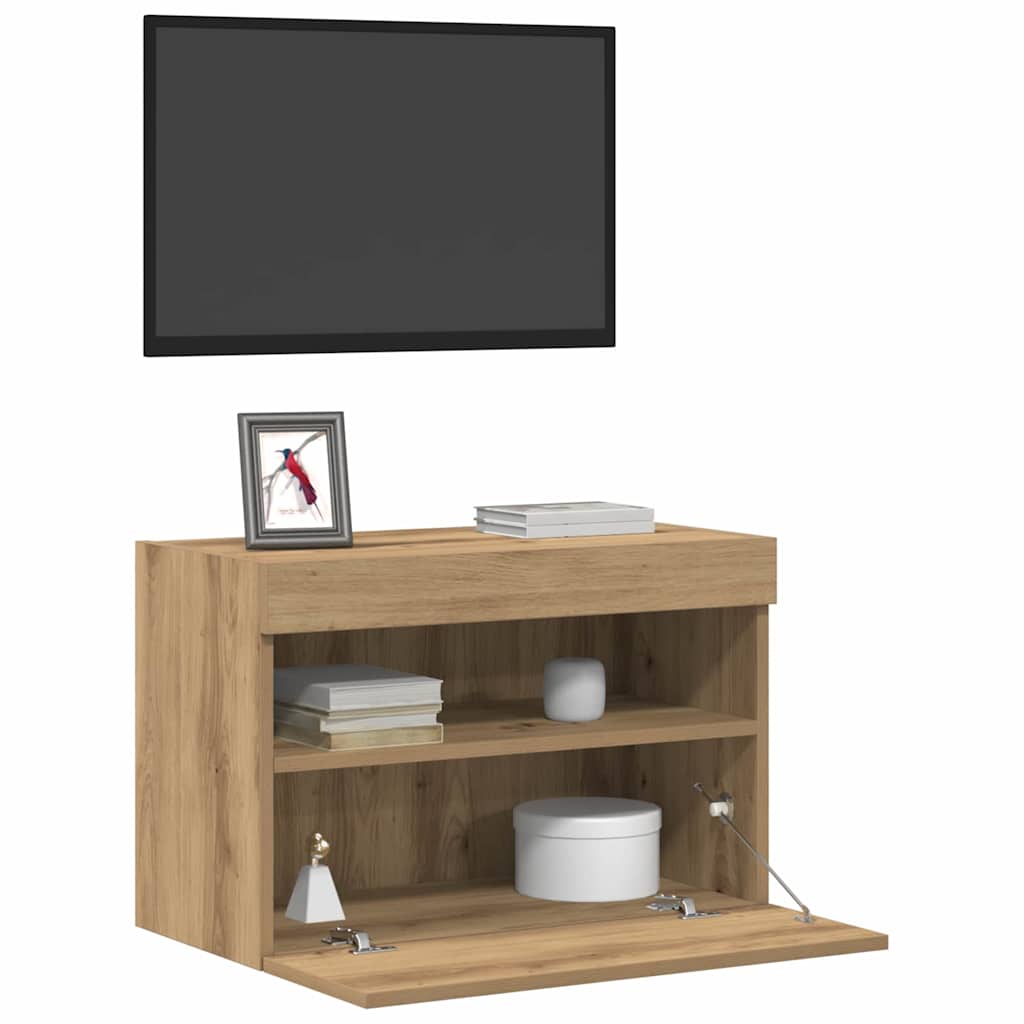 Tv Vägghylla 2 Pcs Artisan Ek 60 X 30 X 40 Cm Konstruerat Trä