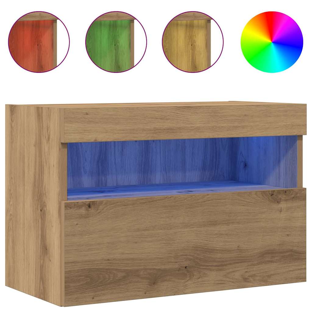Tv Vägghylla 2 Pcs Artisan Ek 60 X 30 X 40 Cm Konstruerat Trä