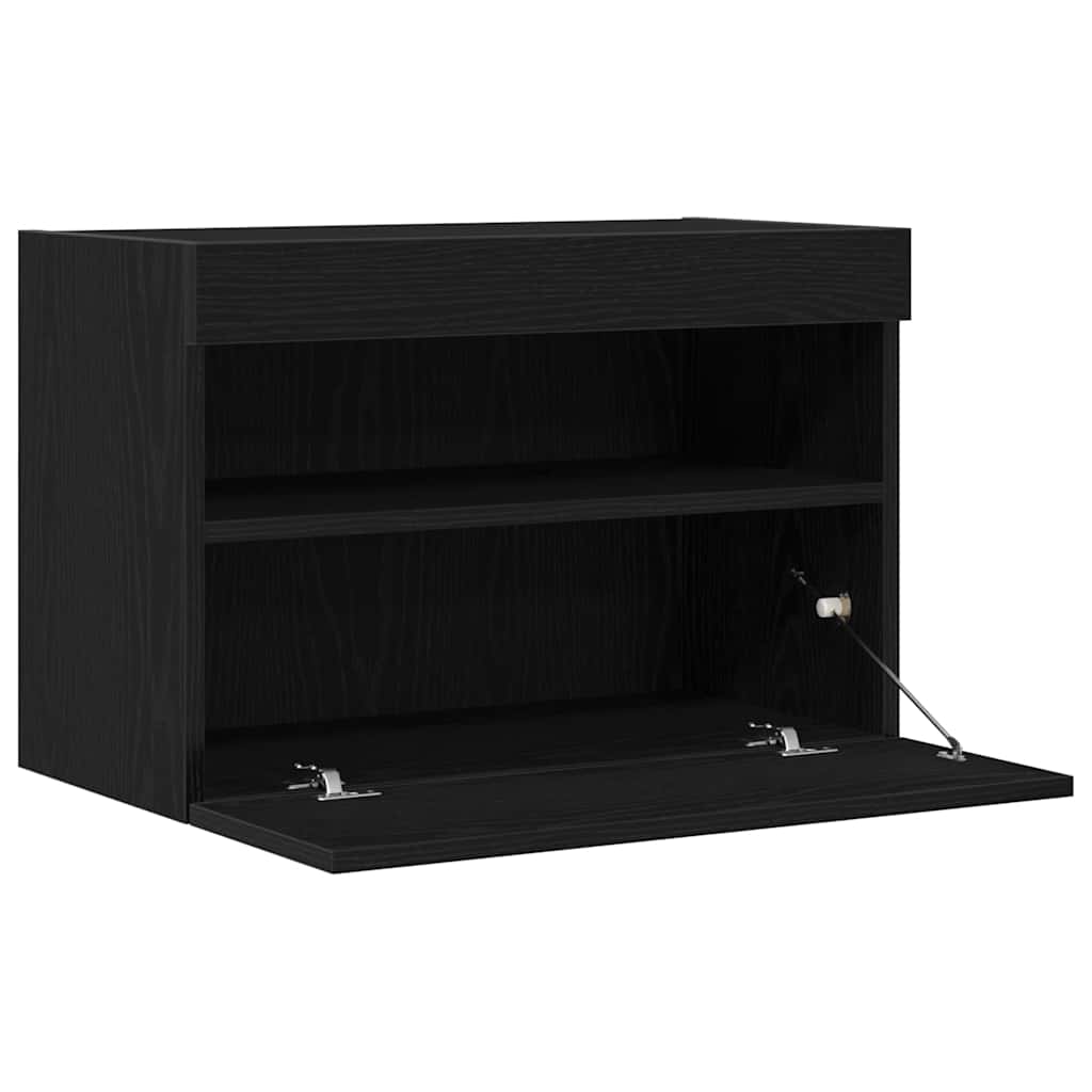 Tv Vägghylla 2 Pcs Svart Ek 60 X 30 X 40 Cm Konstruerat Trä