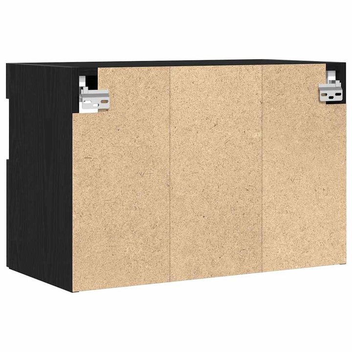 Tv Vägghylla 2 Pcs Svart Ek 60 X 30 X 40 Cm Konstruerat Trä