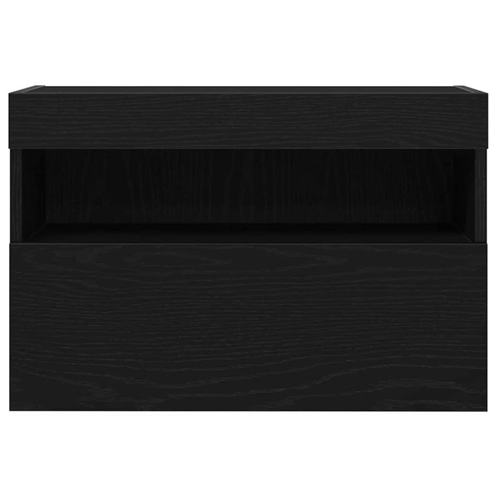 Tv Vägghylla 2 Pcs Svart Ek 60 X 30 X 40 Cm Konstruerat Trä