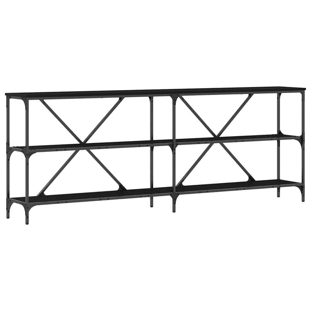 Konsolbord Med Hylla Svart Ek 200 X 30 X 75 Cm Konstruerat Trä