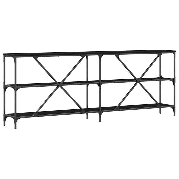 Konsolbord Med Hylla Svart Ek 200 X 30 X 75 Cm Konstruerat Trä