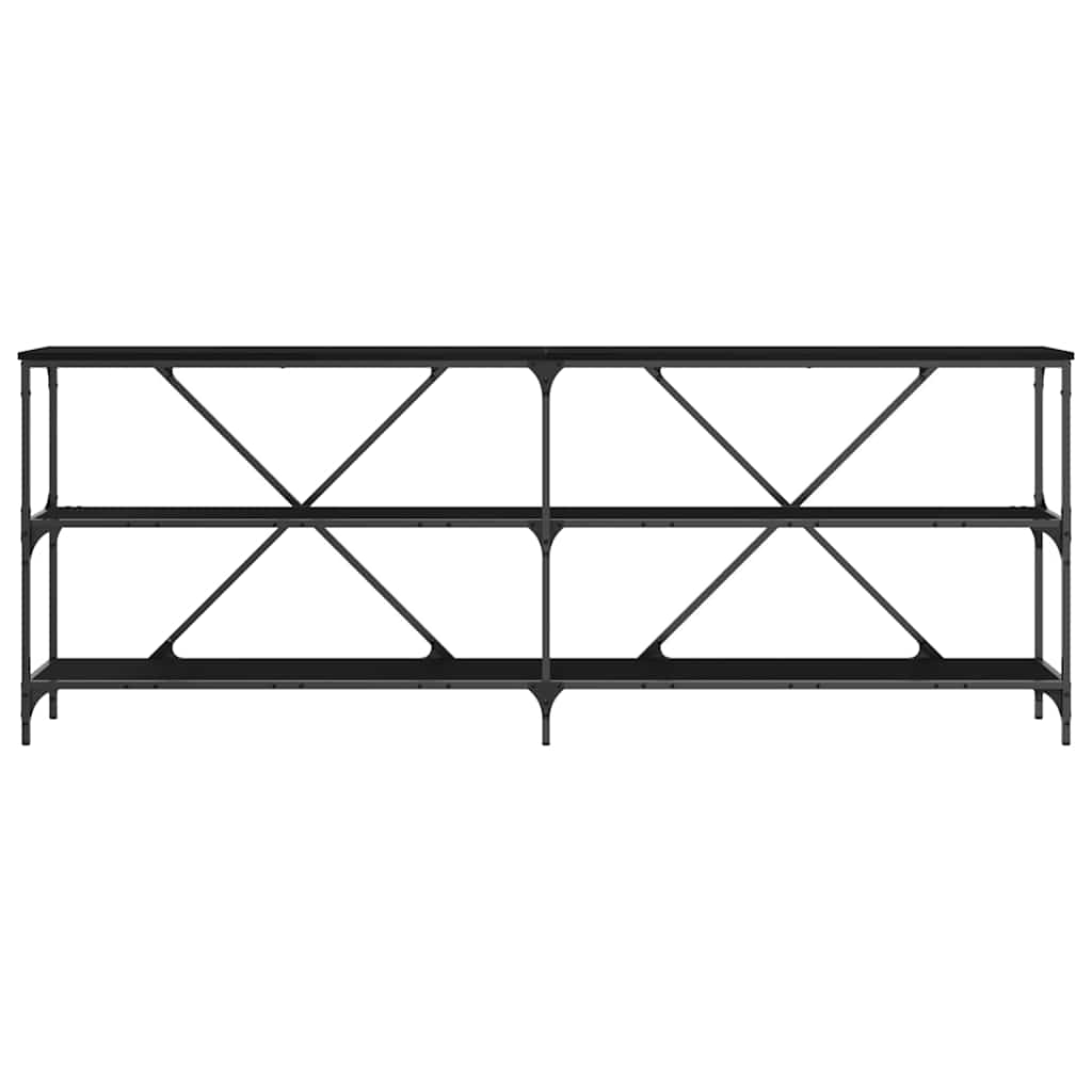 Konsolbord Med Hylla Svart Ek 200 X 30 X 75 Cm Konstruerat Trä