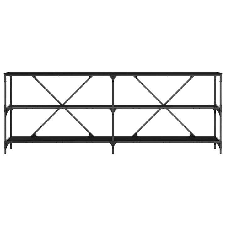 Konsolbord Med Hylla Svart Ek 200 X 30 X 75 Cm Konstruerat Trä