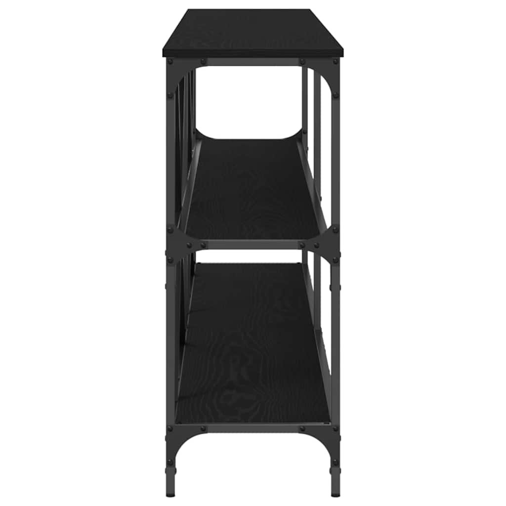 Konsolbord Med Hylla Svart Ek 200 X 30 X 75 Cm Konstruerat Trä
