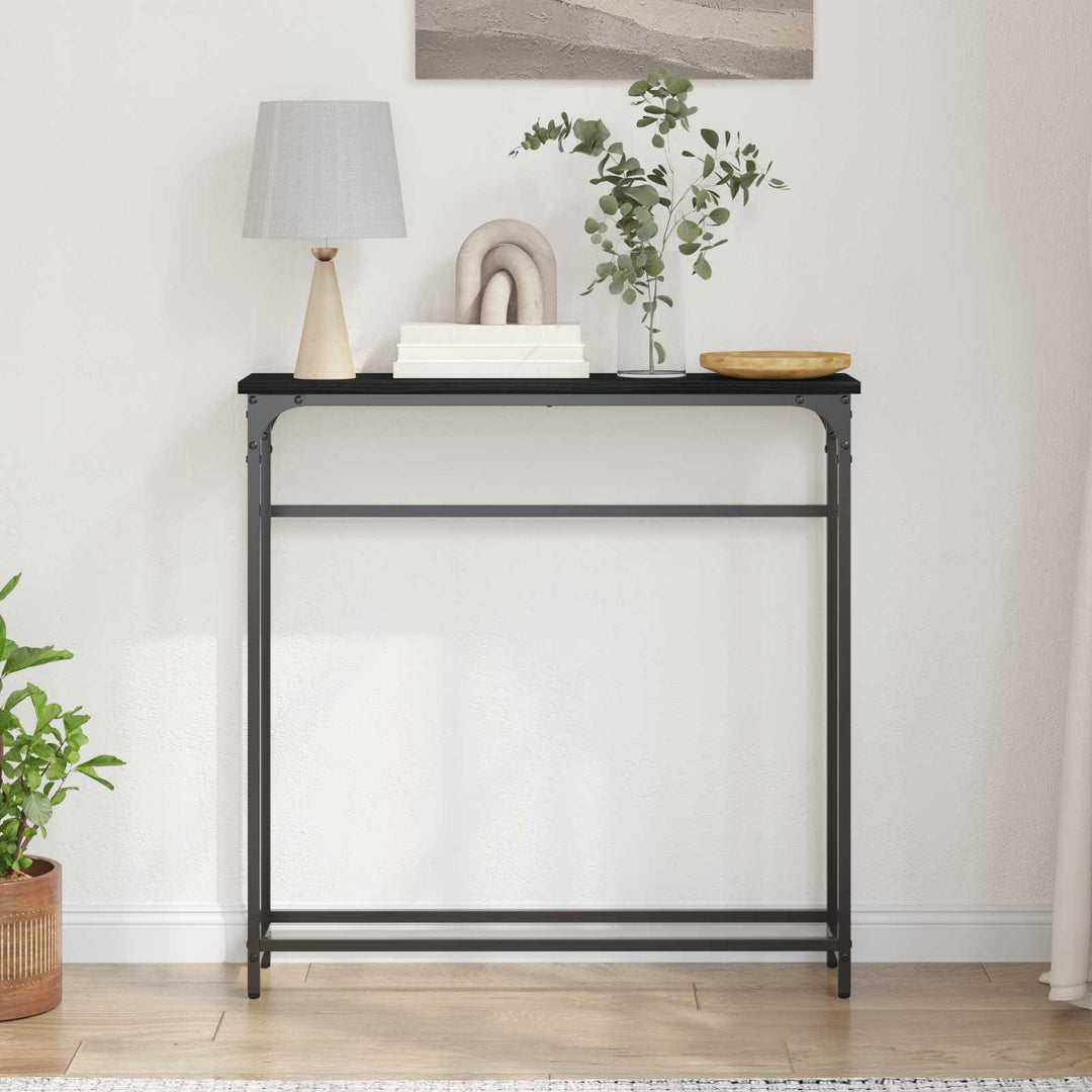 Konsolbord Svart Ek 75 X 19,5 X 75 Cm Konstruerat Trä