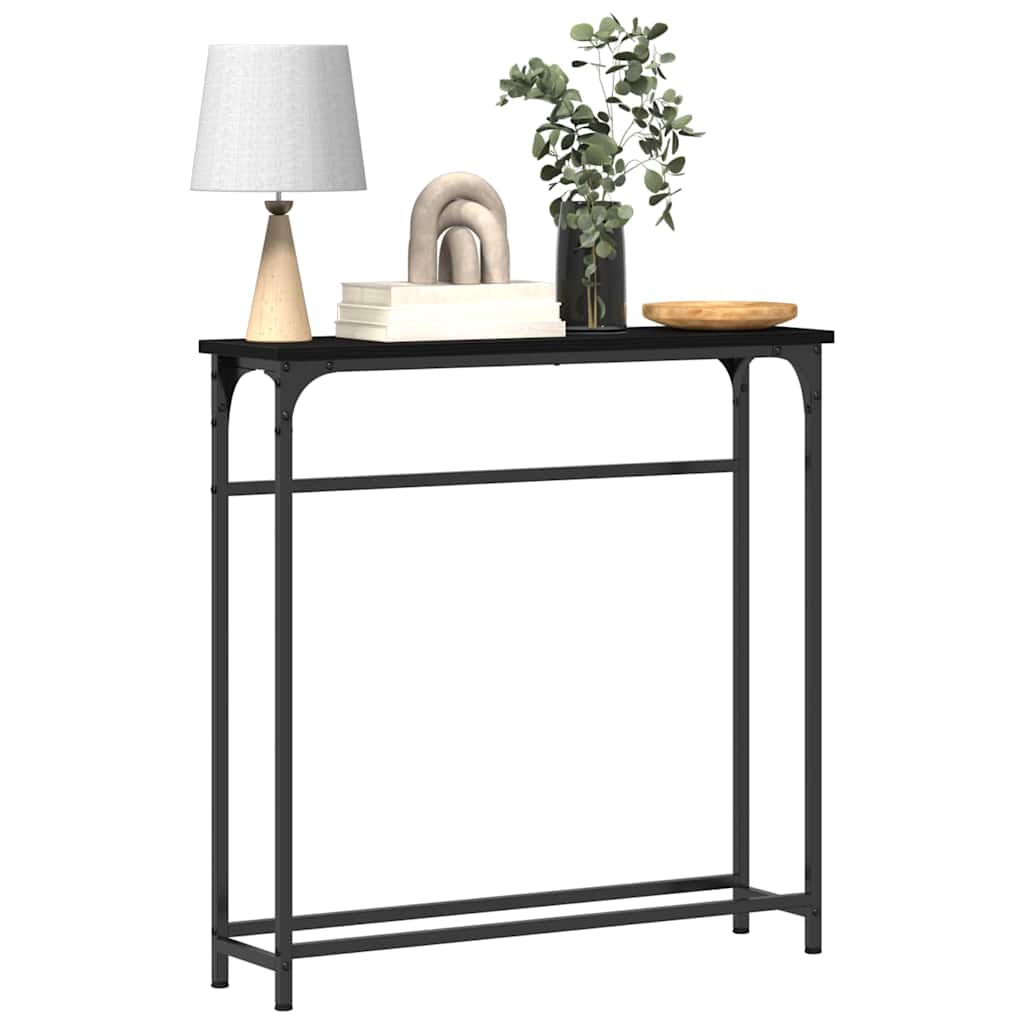 Konsolbord Svart Ek 75 X 19,5 X 75 Cm Konstruerat Trä