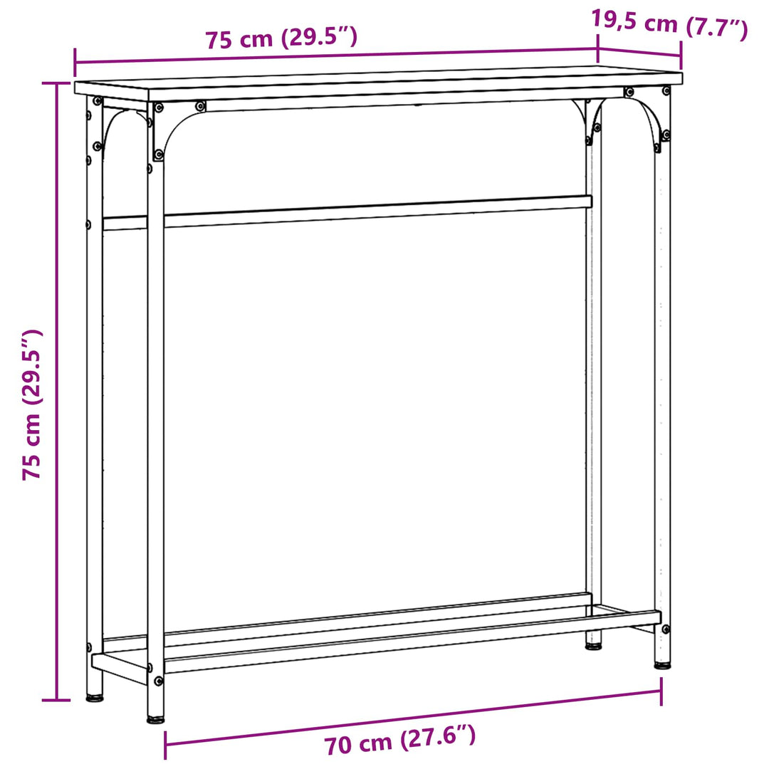 Konsolbord Svart Ek 75 X 19,5 X 75 Cm Konstruerat Trä