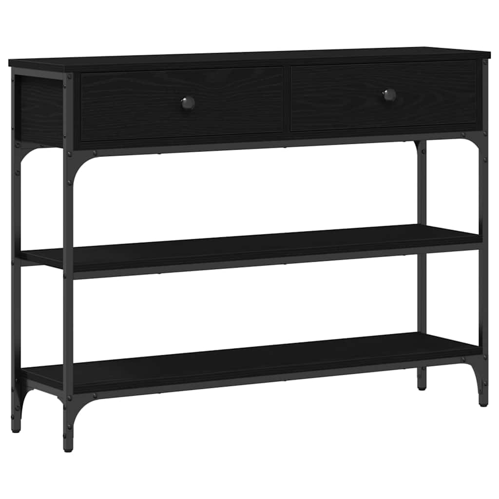 Konsolbord Svart Ek 100 X 25 X 75 Cm Konstruerat Trä