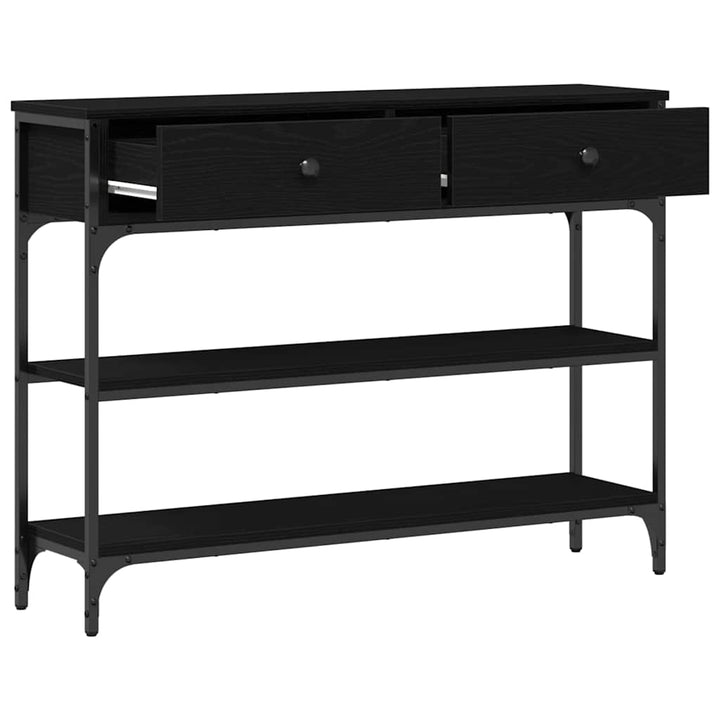 Konsolbord Svart Ek 100 X 25 X 75 Cm Konstruerat Trä