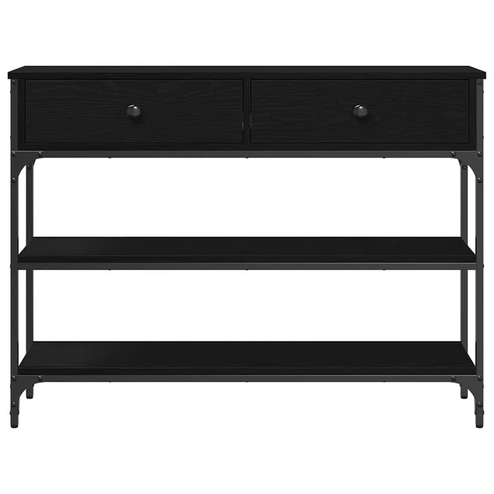 Konsolbord Svart Ek 100 X 25 X 75 Cm Konstruerat Trä