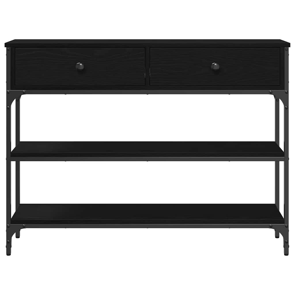 Konsolbord Svart Ek 100 X 25 X 75 Cm Konstruerat Trä