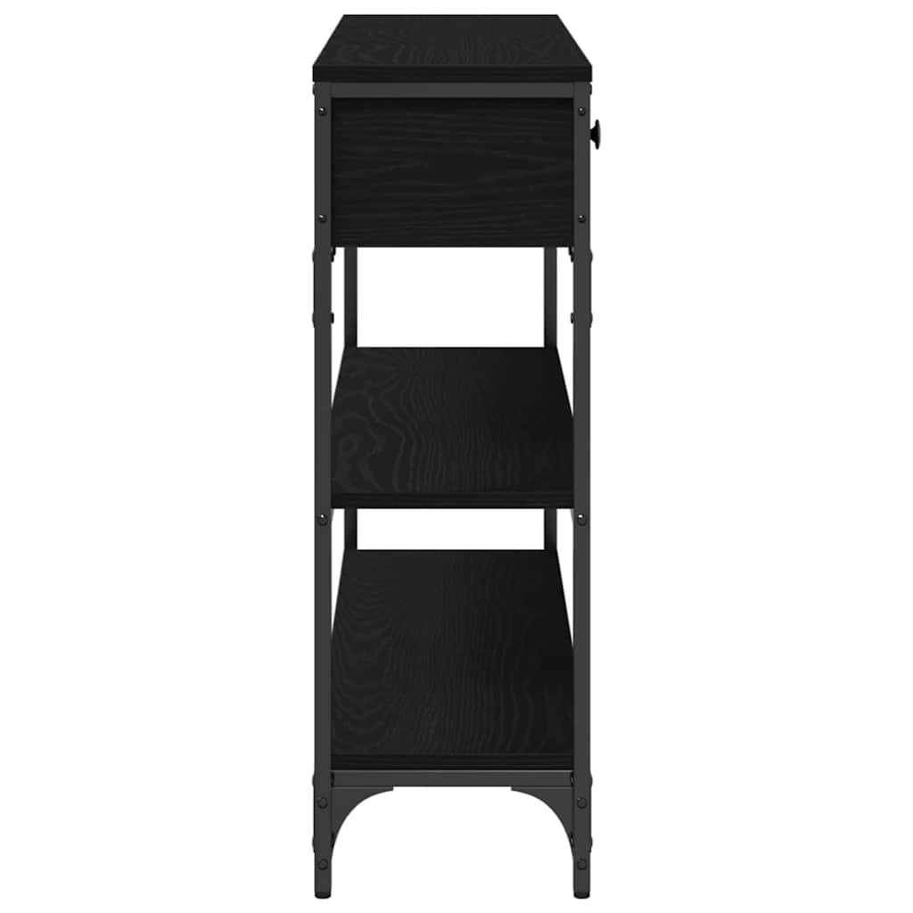 Konsolbord Svart Ek 100 X 25 X 75 Cm Konstruerat Trä