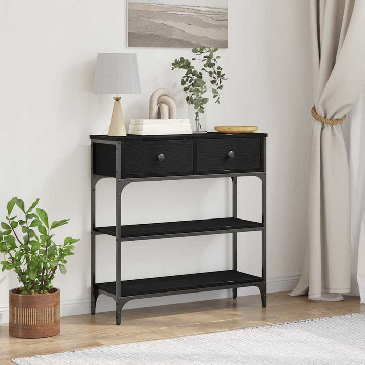 Konsolbord Svart Ek 72,5 X 25 X 75 Cm Konstruerat Trä