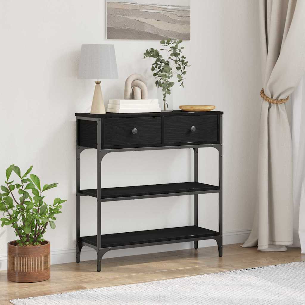 Konsolbord Svart Ek 72,5 X 25 X 75 Cm Konstruerat Trä