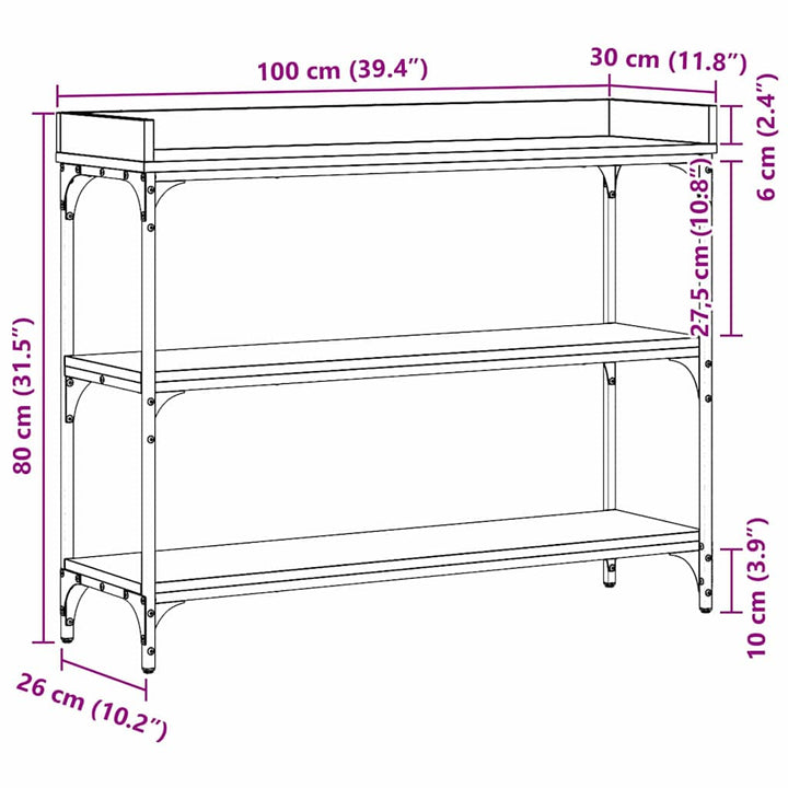 Konsolbord Svart Ek 100 X 30 X 80 Cm
