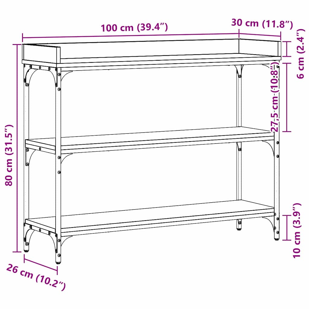 Konsolbord Svart Ek 100 X 30 X 80 Cm