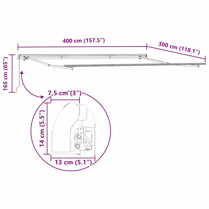 Utdragbar Markis Flerfärgsdesign 400 × 350 Cm