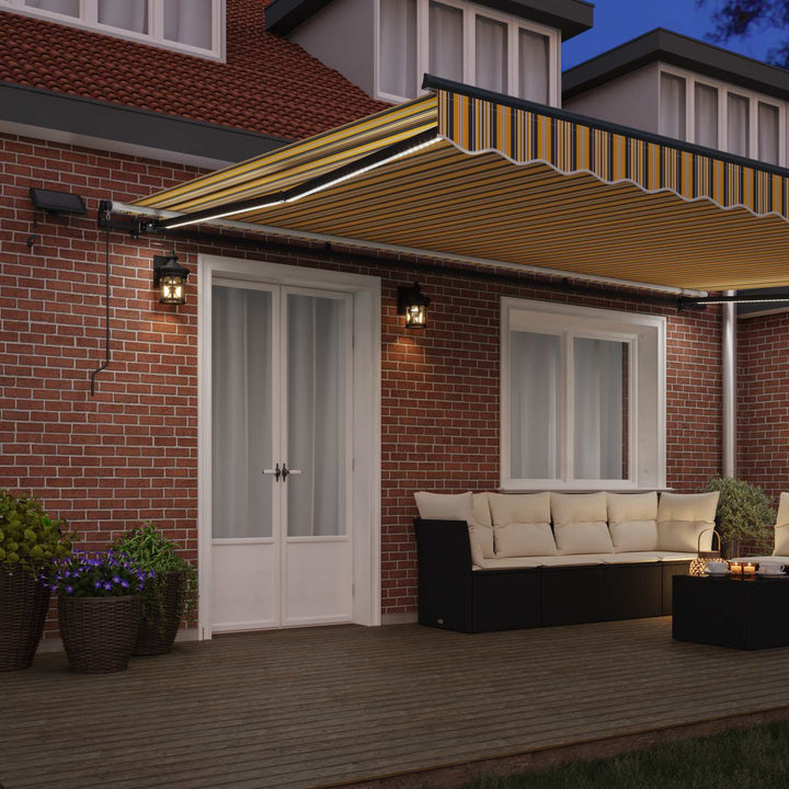 Utdragbar Markis Flerfärgsdesign 500 × 350 Cm Duk Och Aluminium