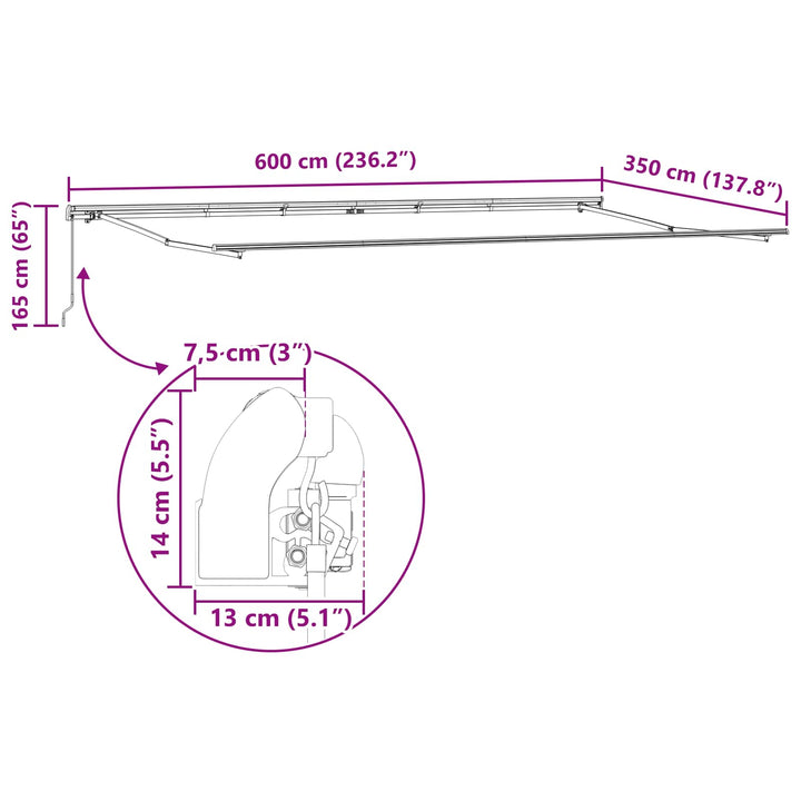 Utdragbar Markis Flerfärgsdesign 600 × 350 Cm