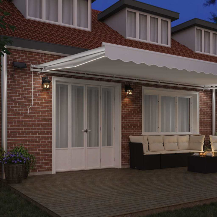 Utdragbar Markis Vit 600 × 350 Cm Duk Och Aluminium