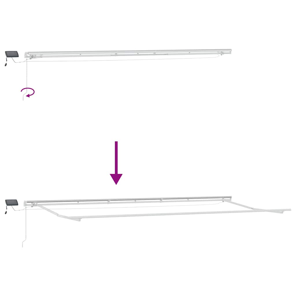 Utdragbar Markis Vit 600 × 350 Cm Duk Och Aluminium