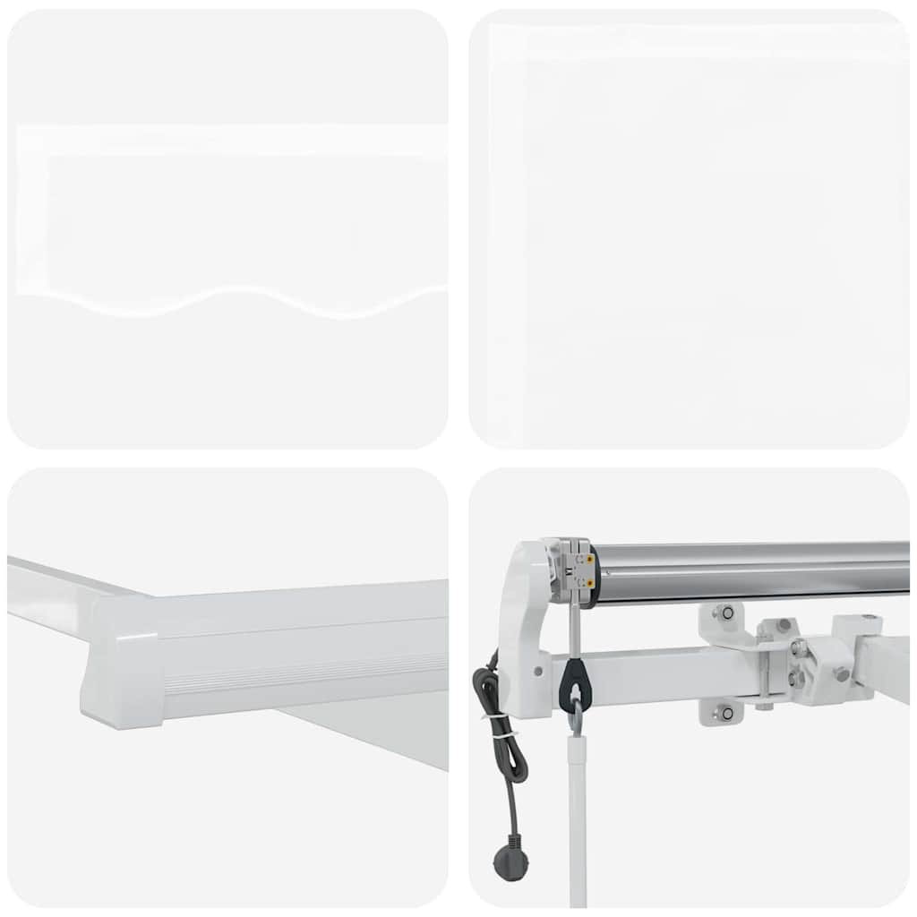 Utdragbar Markis Vit 600 × 350 Cm Duk Och Aluminium