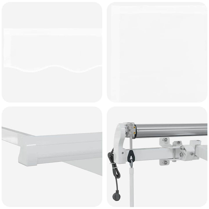 Utdragbar Markis Vit 600 × 350 Cm Duk Och Aluminium