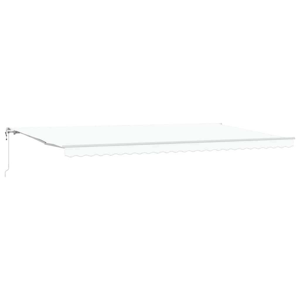 Utdragbar Markis Vit 600 × 350 Cm Duk Och Aluminium