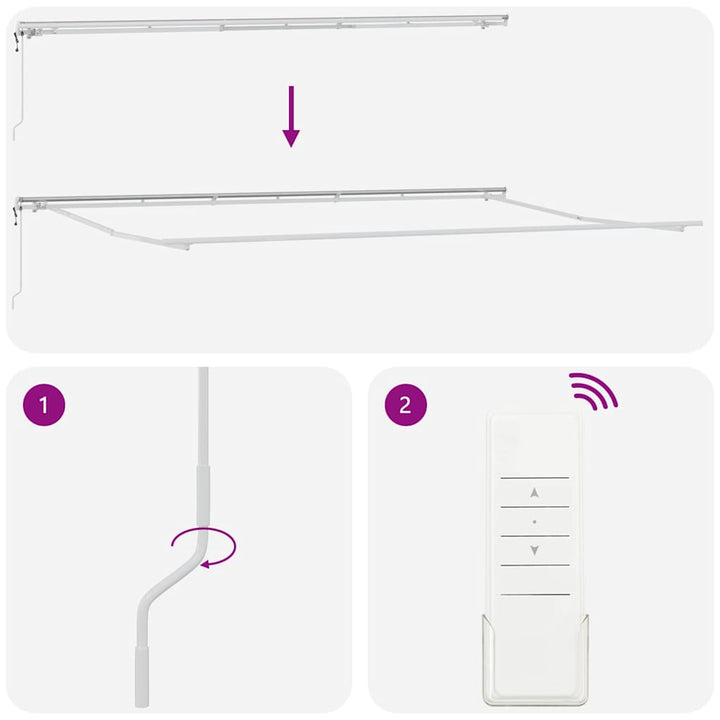 Utdragbar Markis Vit 600 × 350 Cm Duk Och Aluminium