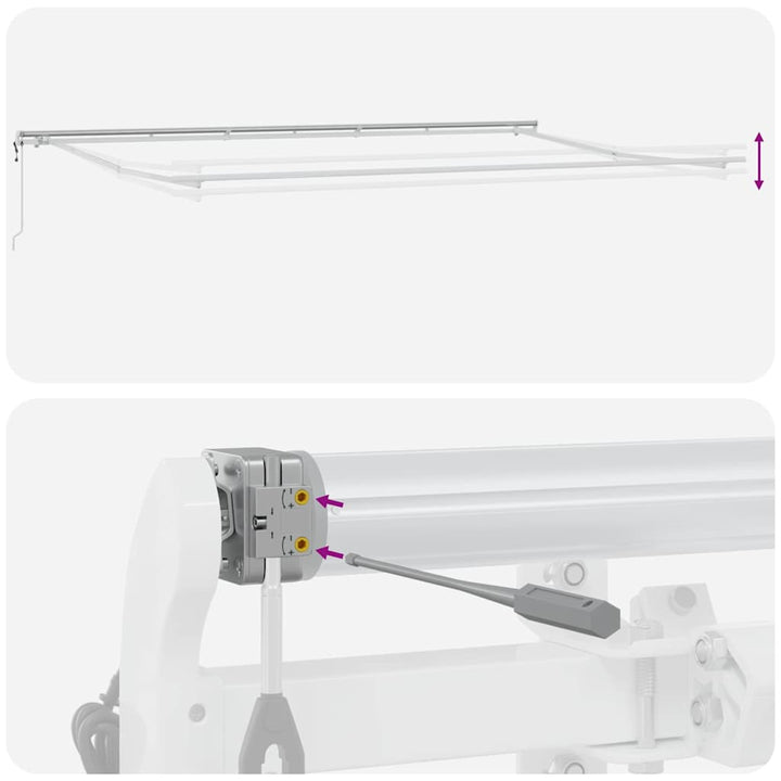Utdragbar Markis Vit 600 × 350 Cm Duk Och Aluminium