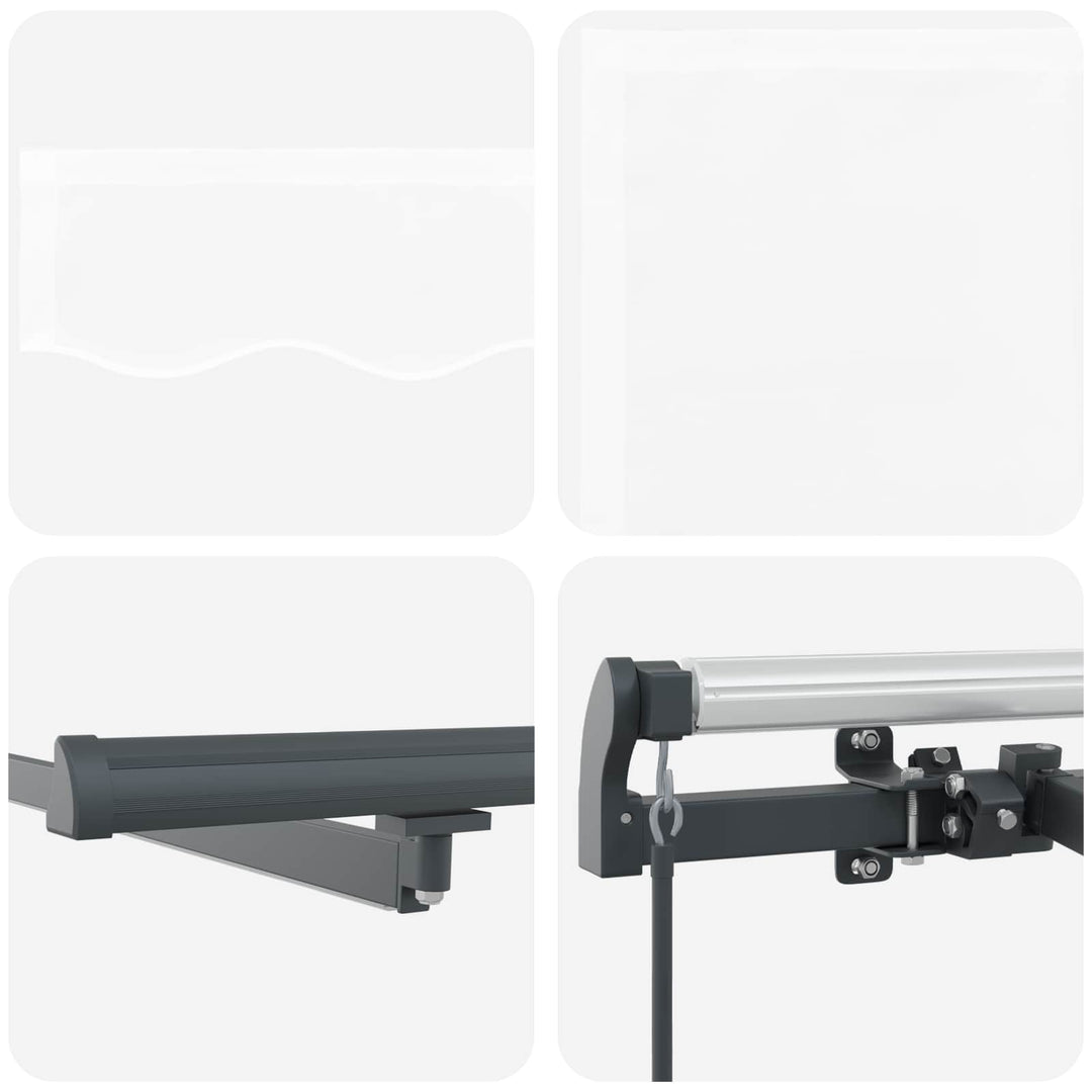 Utdragbar Markis Vit 600 × 350 Cm Duk Och Aluminium