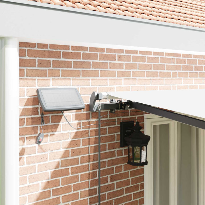Utdragbar Markis Vit 600 × 350 Cm Duk Och Aluminium