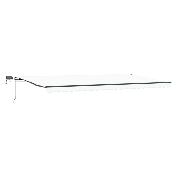Utdragbar Markis Vit 600 × 350 Cm Duk Och Aluminium