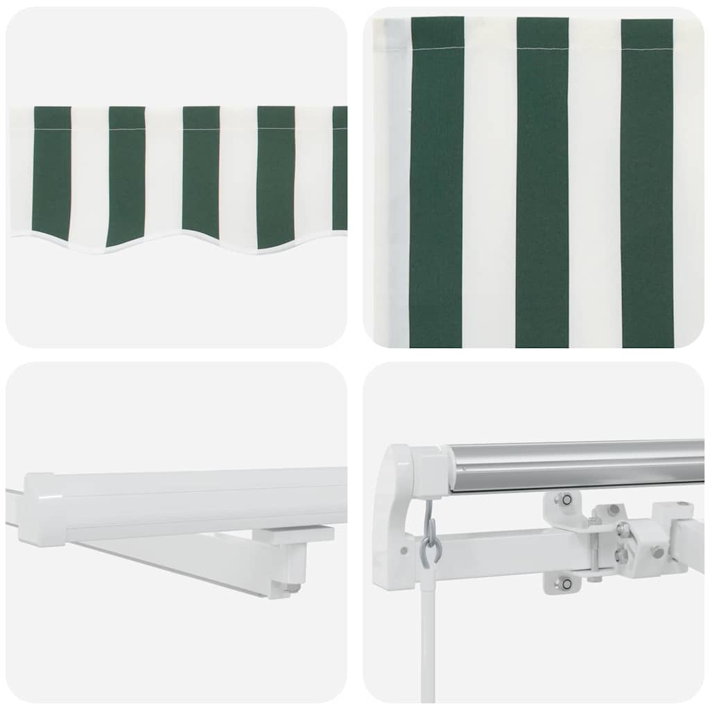 Utdragbar Markis Grön Och Vit 600 × 350 Cm Duk Och Aluminium