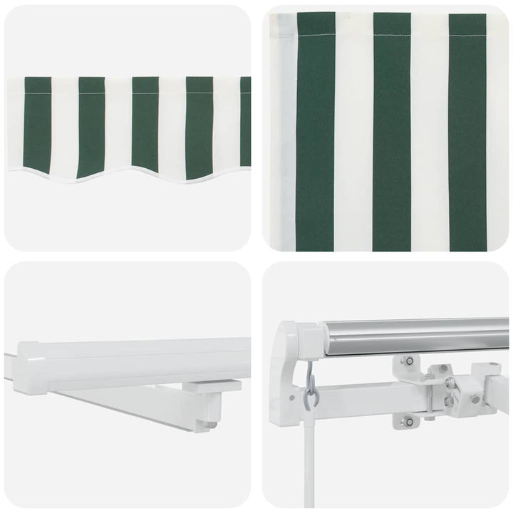 Utdragbar Markis Grön Och Vit 600 × 350 Cm Duk Och Aluminium