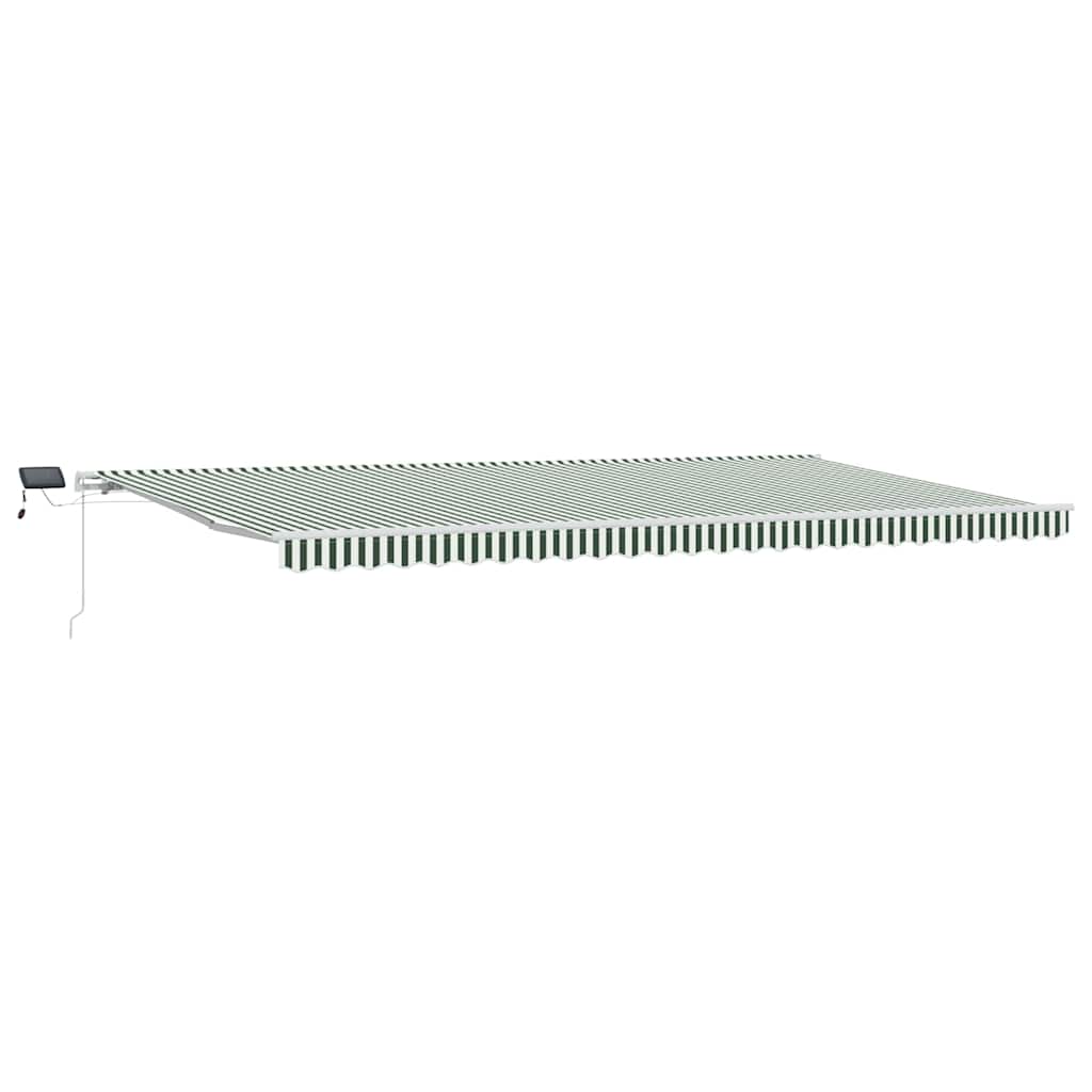 Utdragbar Markis Grön Och Vit 600 × 350 Cm Duk Och Aluminium