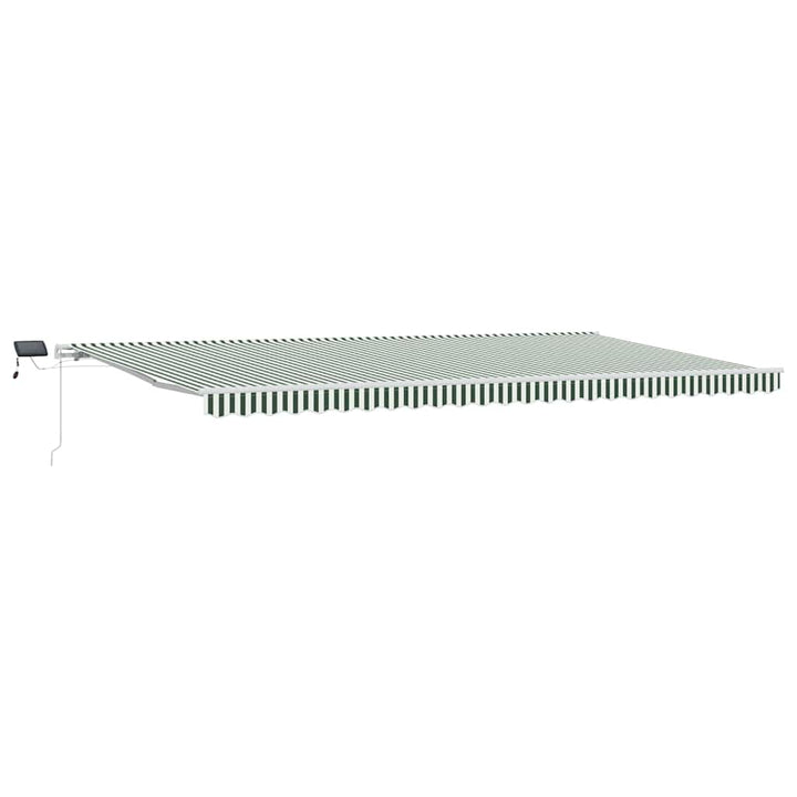 Utdragbar Markis Grön Och Vit 600 × 350 Cm Duk Och Aluminium