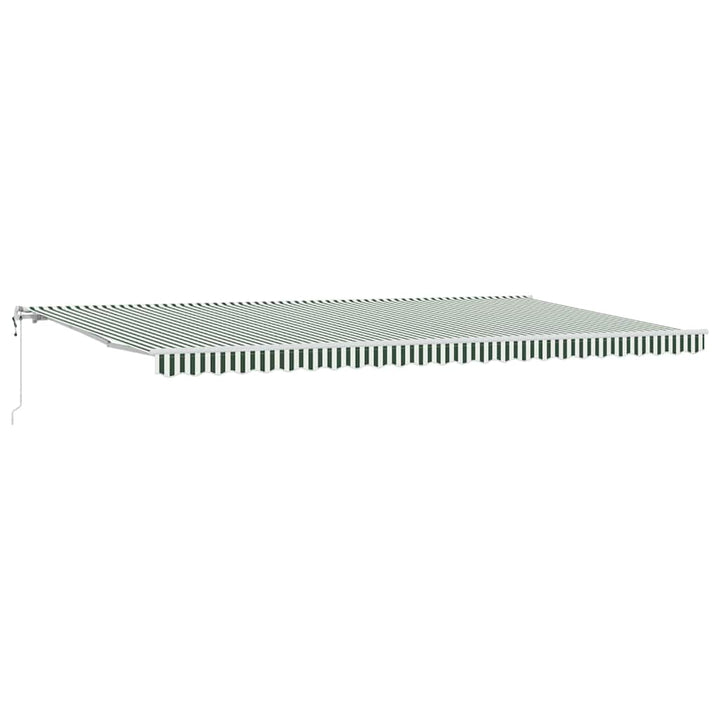 Utdragbar Markis Grön Och Vit 600 × 350 Cm Duk Och Aluminium