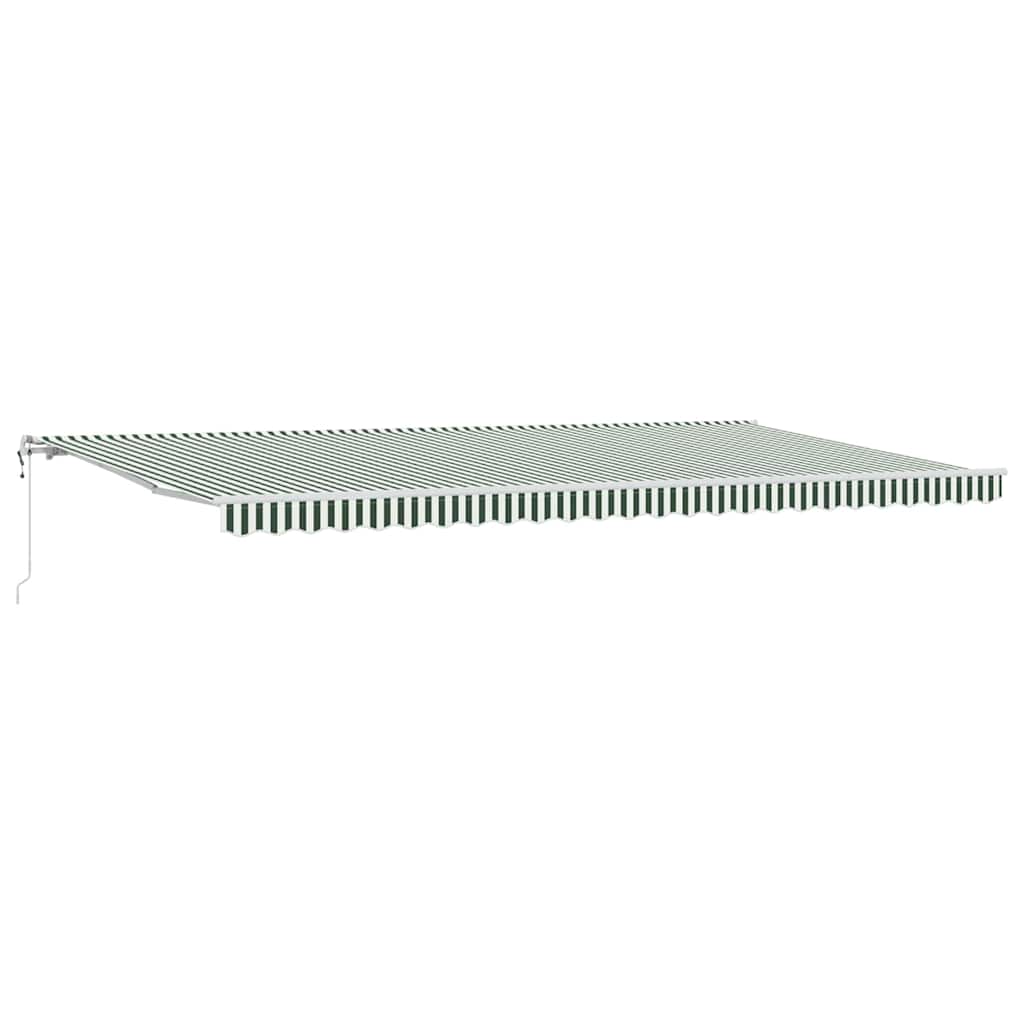 Utdragbar Markis Grön Och Vit 600 × 350 Cm Duk Och Aluminium