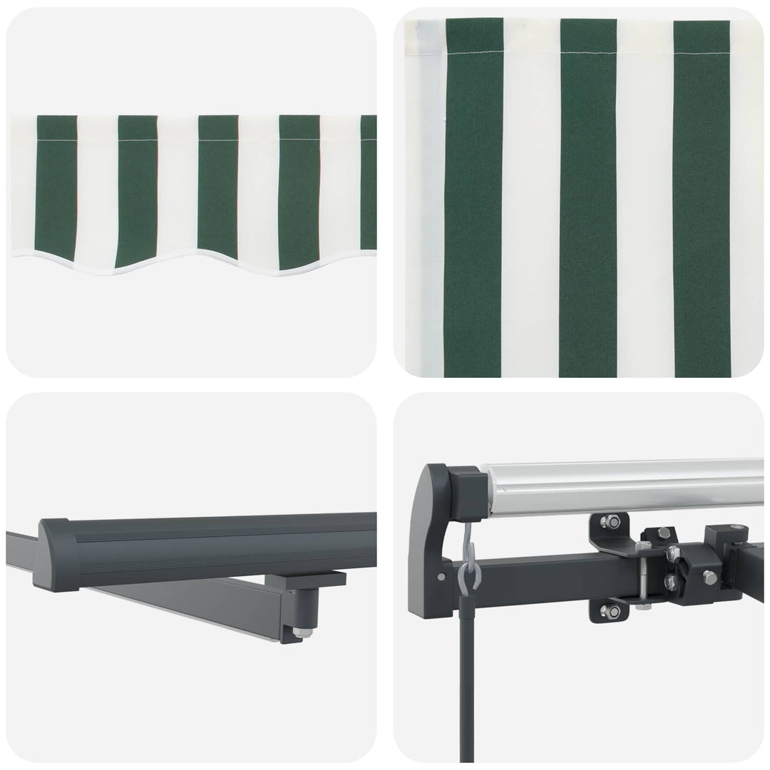 Utdragbar Markis Grön Och Vit 600 × 350 Cm Duk Och Aluminium