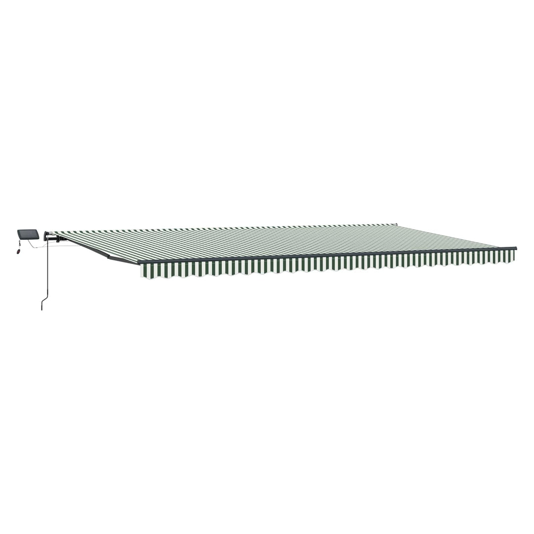 Utdragbar Markis Grön Och Vit 600 × 350 Cm Duk Och Aluminium