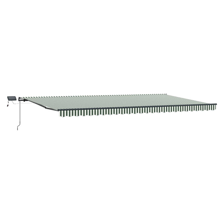 Utdragbar Markis Grön Och Vit 600 × 350 Cm Duk Och Aluminium