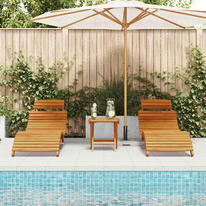Solsäng 2 Pcs Brun 55 X 184 X 64Cm Massivt Akaciaträ